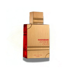 Frasco de Al Haramain Ruby Edition Eau de Parfum 100 ml, diseño elegante y sofisticado.