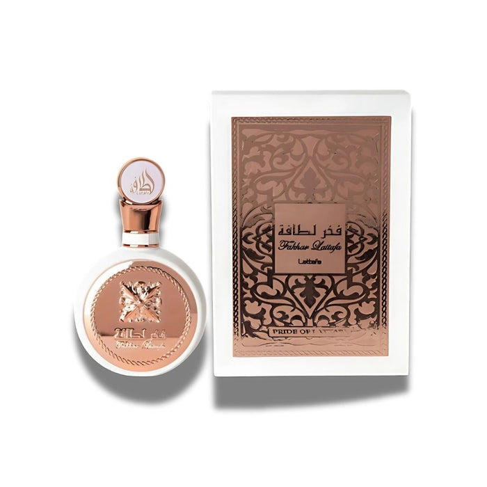 Lattafa Fakhar Women Eau de Parfum con su caja, presentación refinada