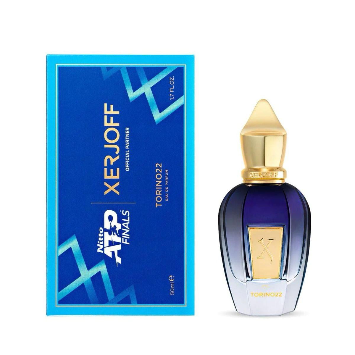Xerjoff Torino 22 Eau de Parfum con su caja elegante, una presentación moderna.